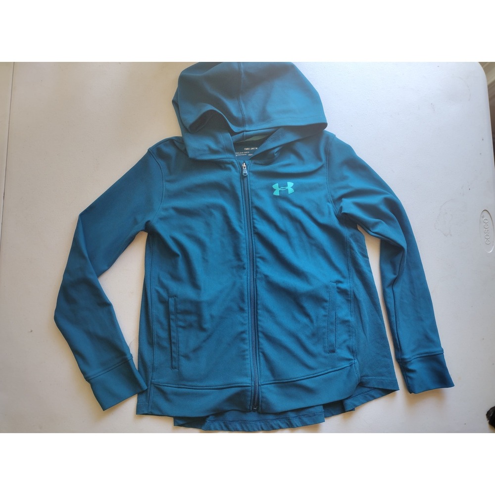 Under Armour Kids Teal HeatGear Full Zip Hoodie Jacket YMD Medium